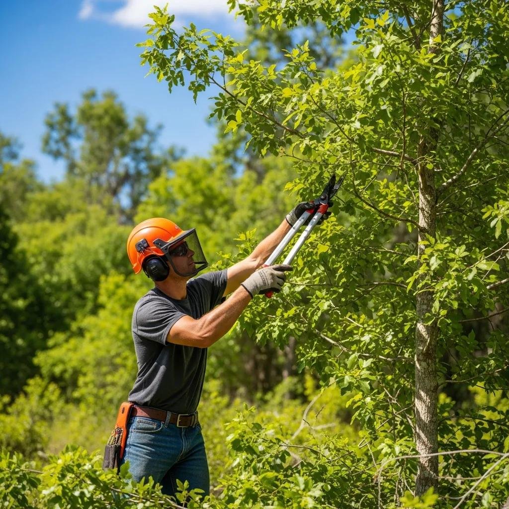 Professional arborist pruning a tree in Ocala, Florida, showcasing expert tree care and maintenance services for health and aesthetics.